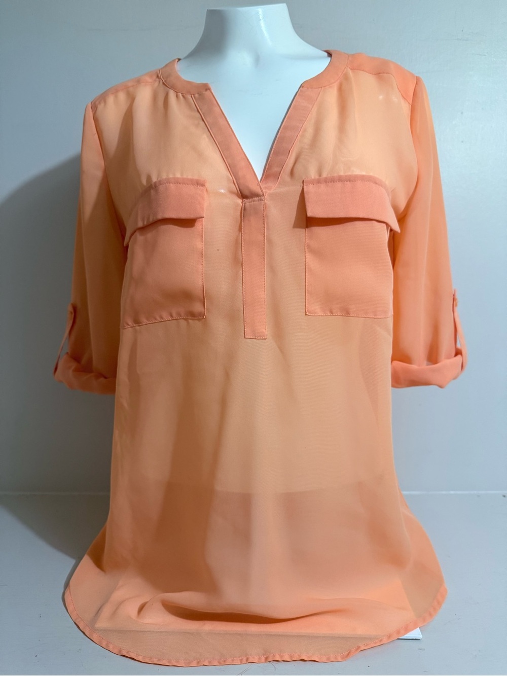Maurices Peach Split V-Neck Pocket Tunic